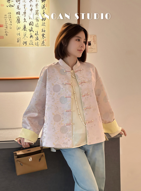 CANCAN STUDIO【星月落】新中式原创设计提花长袖盘扣上衣G242012