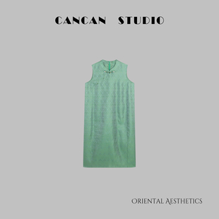 CANCAN STUDIO【未央】新中式原创浮光锦春夏长款连衣裙G252284