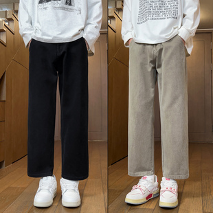 九分加绒纯棉厚款 男士 男款 复古秋冬休闲裤 小个子宽松直筒男生 新款