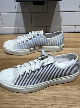 Converse匡威Jack Purcell开口笑条纹拼色男女低帮帆布鞋 A00456C