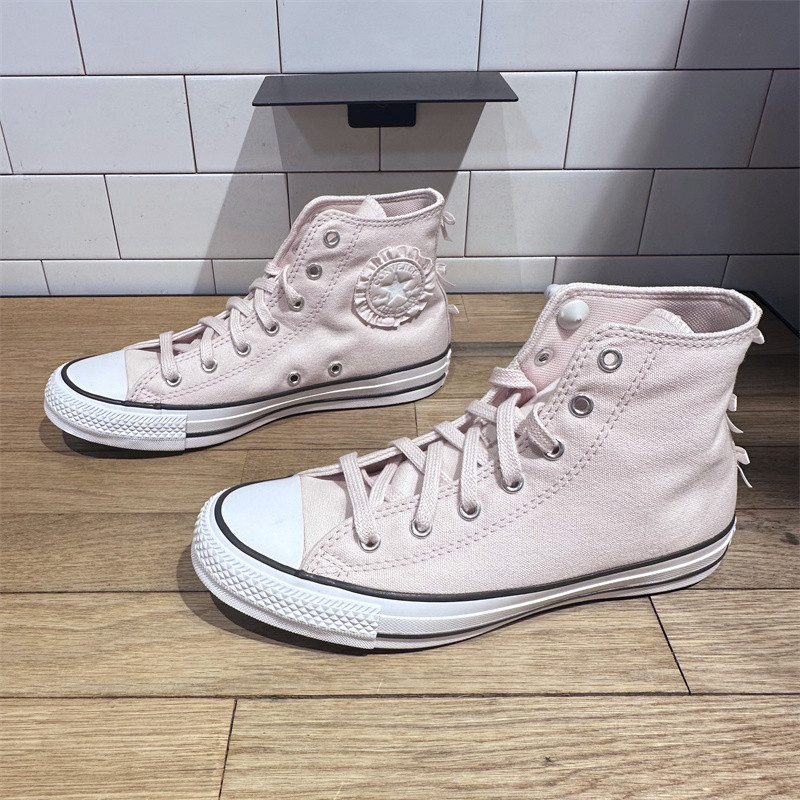 匡威女款粉色蝴蝶结高帮帆布鞋