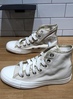 CONVERSE匡威 All Star米黄色女子运动高帮休闲透气帆布鞋A10144C