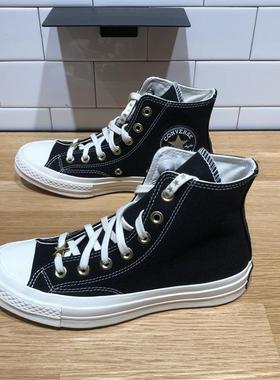 CONVERSE匡威 1970S金色星星图案男女黑色高帮复古帆布鞋 A12462C