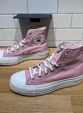 CONVERSE匡威 All Star Lift 粉色女子高帮厚底增高帆布鞋A10084C