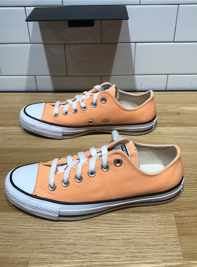CONVERSE匡威 All Star亮橘色多巴胺男女款低帮透气帆布鞋A04393C