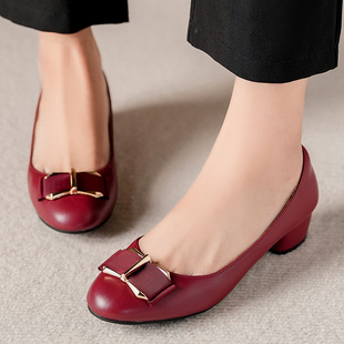妈妈鞋婚宴国风旗袍配的鞋子秋季红色高跟中跟不累脚喜婆婆婚礼鞋