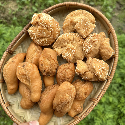 广西特产开口笑零食素鸡腿酥面包儿时老式小时候怀旧零食开口笑