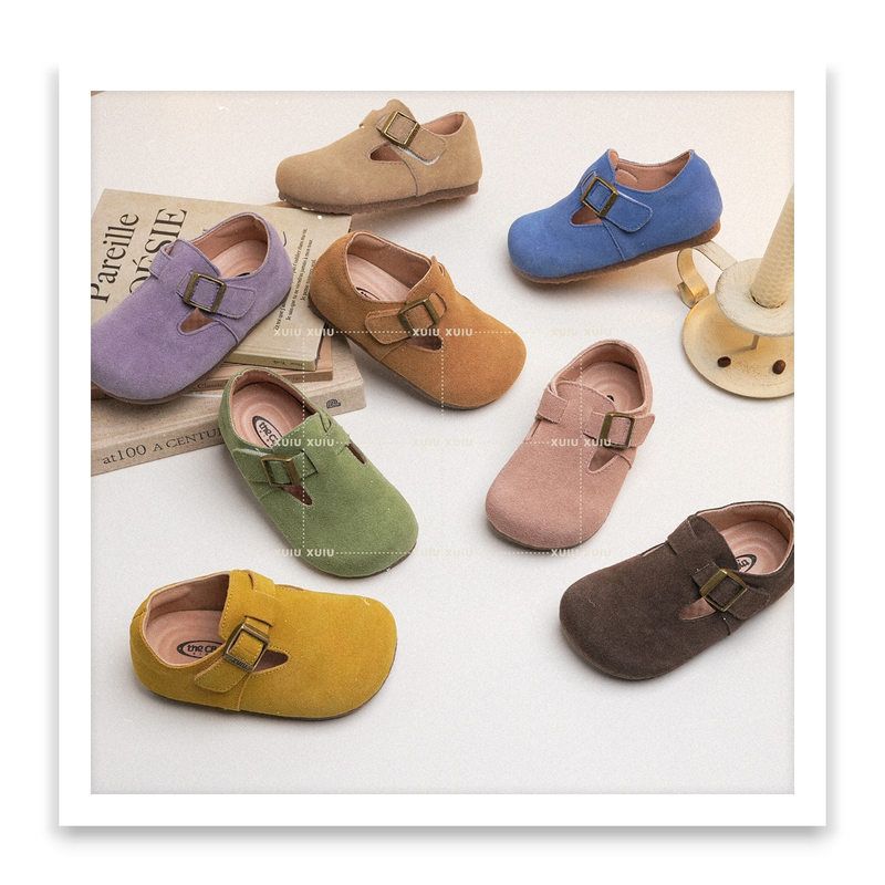 复古男女童勃肯小皮鞋春秋魔术贴