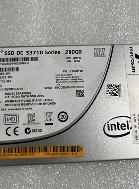 英特尔DC S3710系列200G企业级固态硬盘，2.5寸SATA接口，6Gb/s