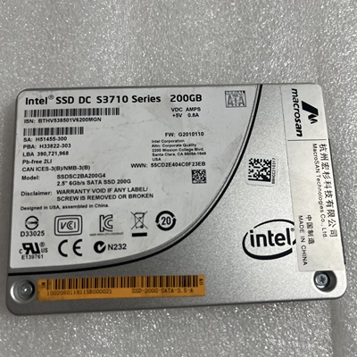英特尔DC S3710系列200G企业级固态硬盘，2.5寸SATA接口，6Gb/s