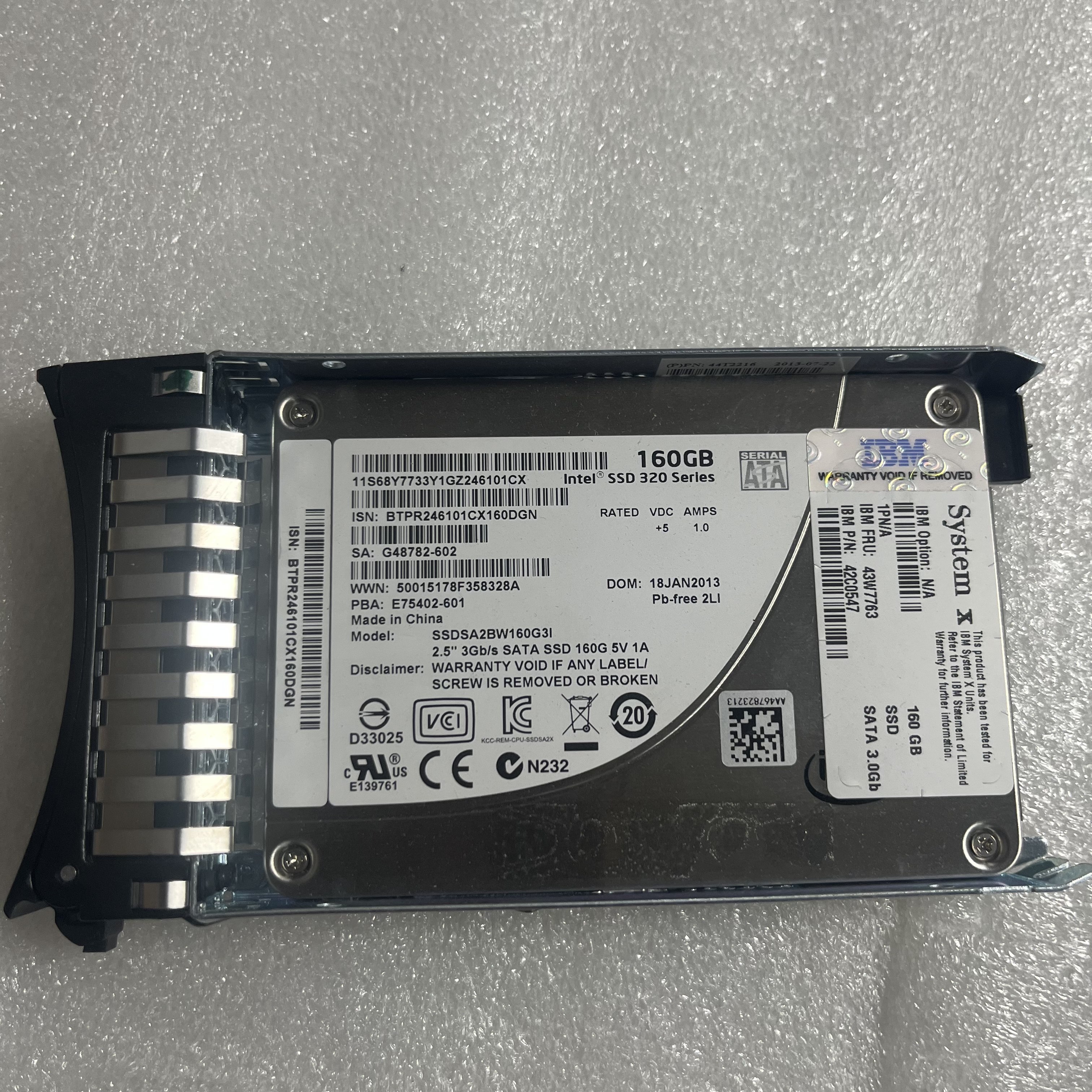 IBM 160GB SSD SATA 2.5 3G 固态硬盘 43W7763