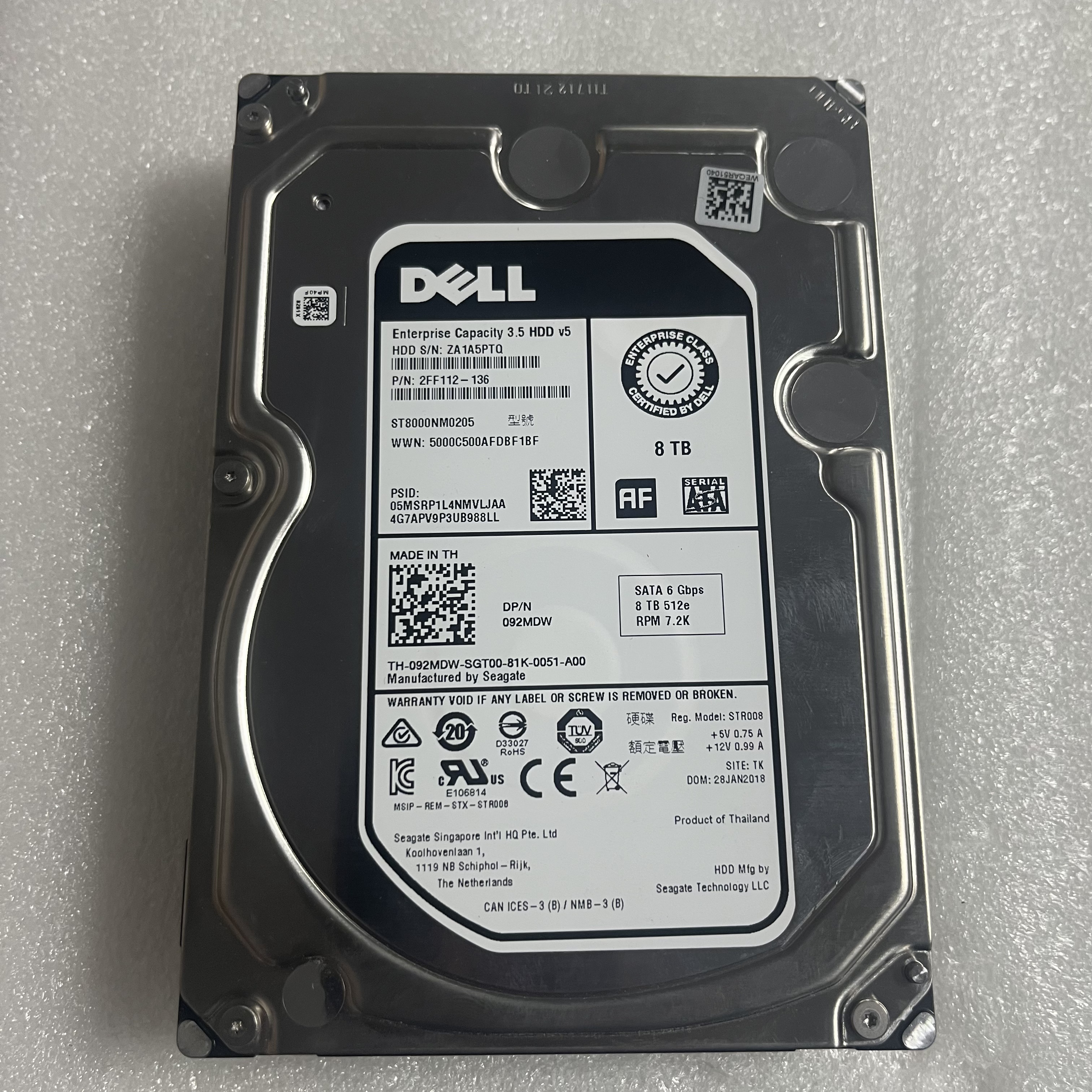 DELL戴尔 92MDW 8T SATA 3.5企业级硬盘 ST8000NM0205 092MDW