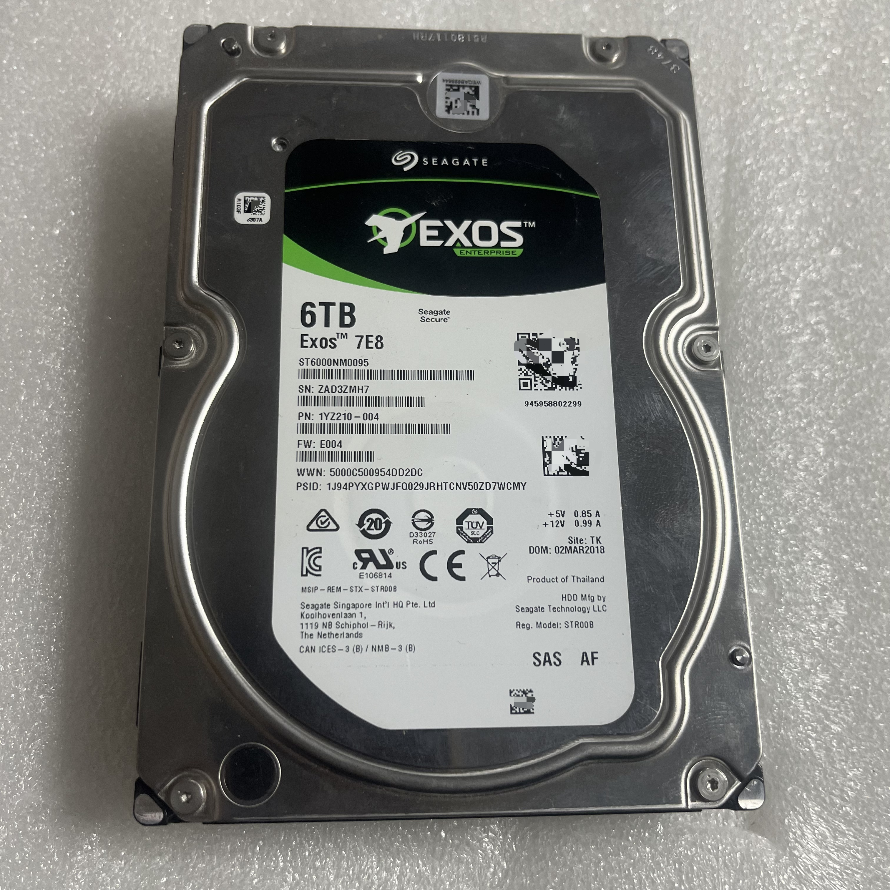 Seagate希捷ST6000NM0095 6T 3.5寸7.2K企业级12GB SAS服务器硬盘