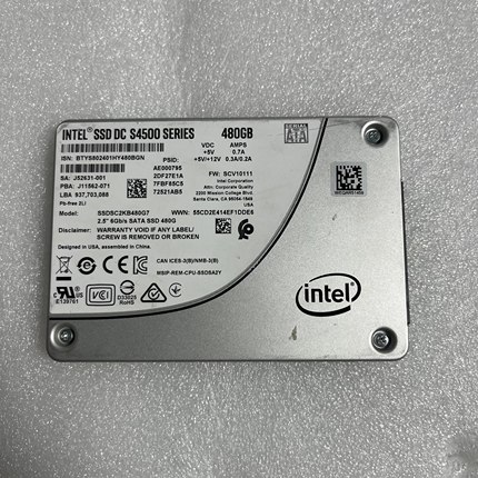 INTEL SSDSC2KB480G7 S4500 480G SSD SATA 6.0 拆机正品现货