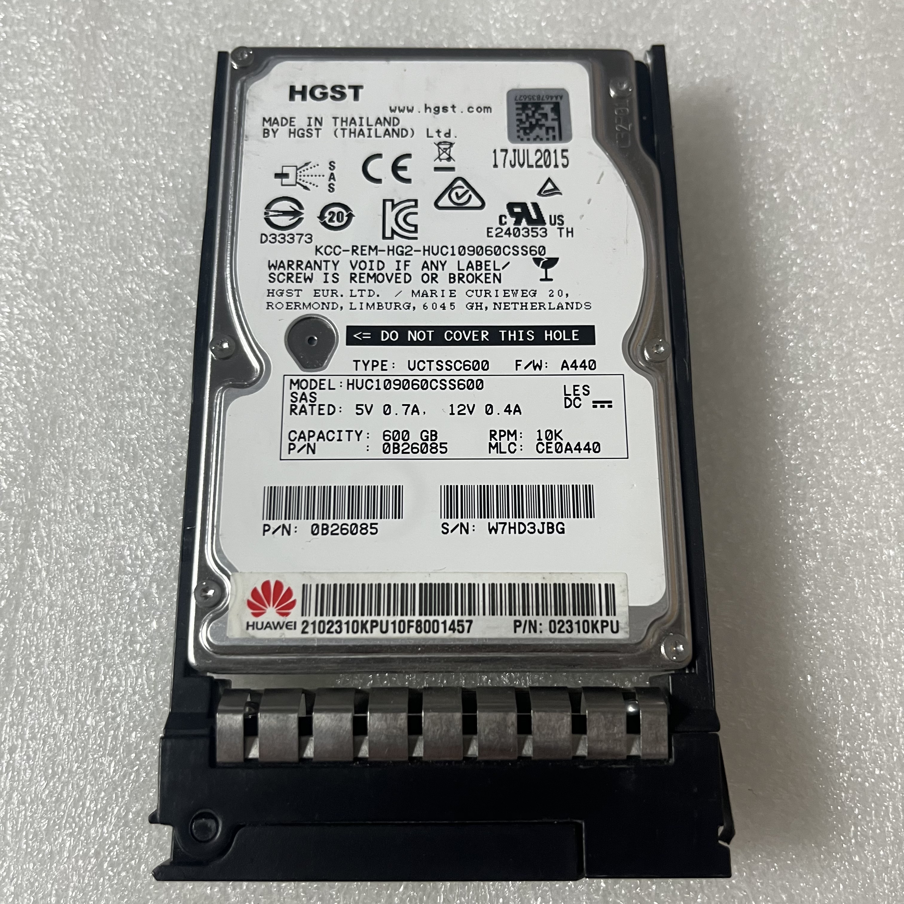 Huawei/华为 02310KPU 600G SAS 10K 2.5 2288HV2 服务器硬盘