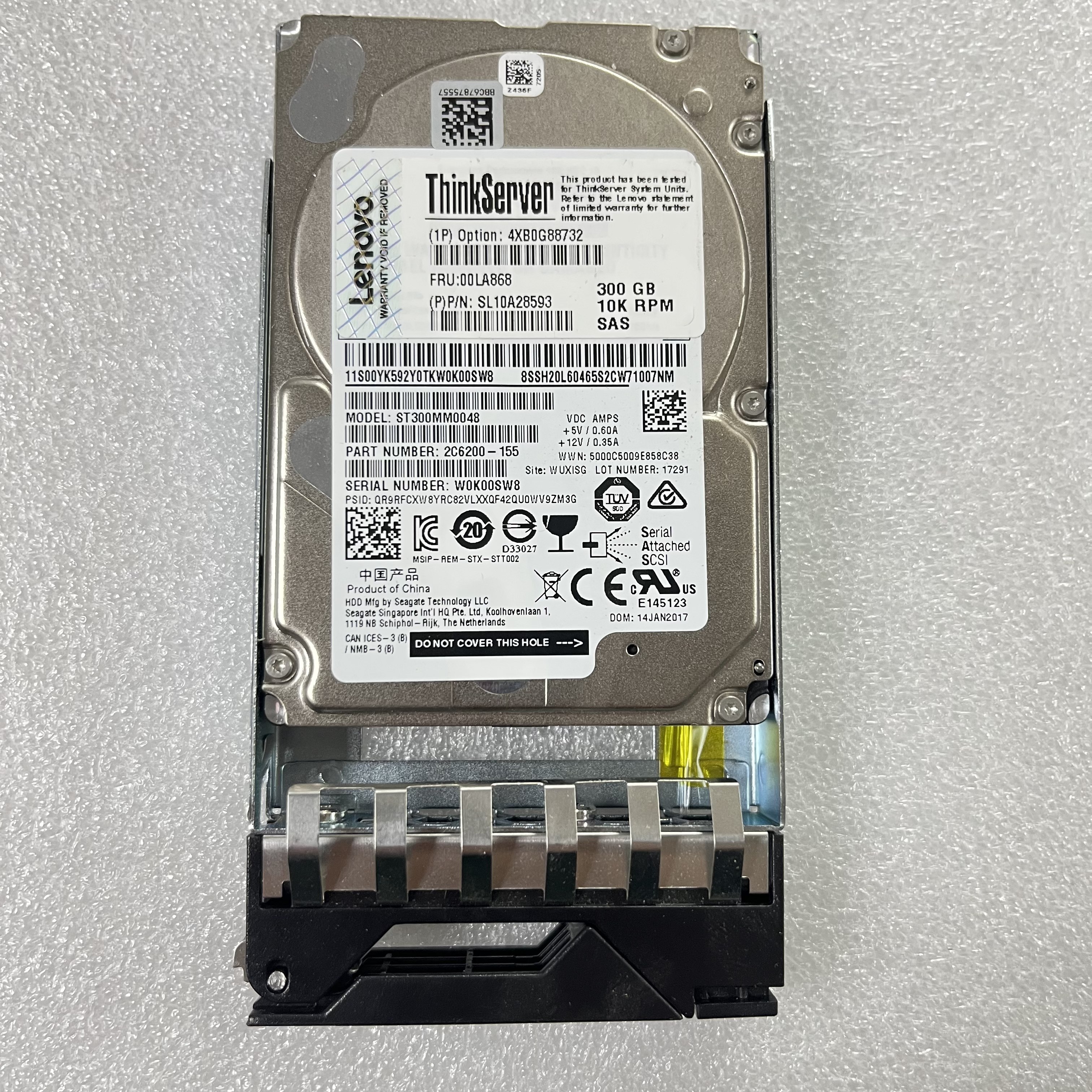联想RD450 RD65 300G 10K SAS 12Gb 2.5寸硬盘00LA868 4XB0G88732