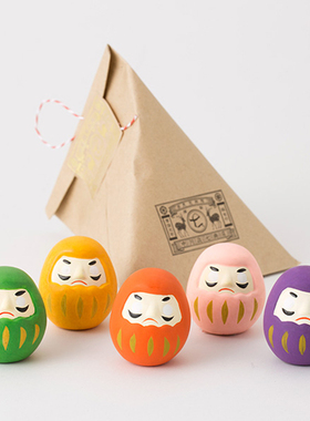 日本中川政七 达摩不倒翁呆萌陶土摆件 开运招福许愿吉签可爱礼物