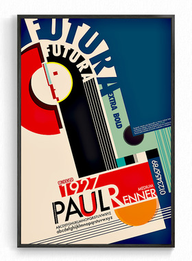 Futura经典字体包豪斯海报 设计大师 Paul Renner 几何造型装饰画