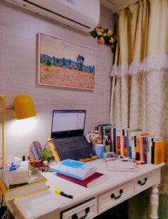 莫奈粉色田风景  n 大师经典田园虞美旁白装饰画