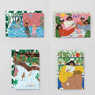 Isabelle Wrap 生日贺卡 浪漫女孩插画艺术卡片 Feliu 英国品牌