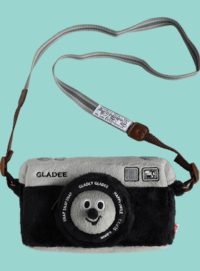 GLADEE相机包拍立得毛绒背包斜挎包日本进口手机收纳包袋饼干可爱