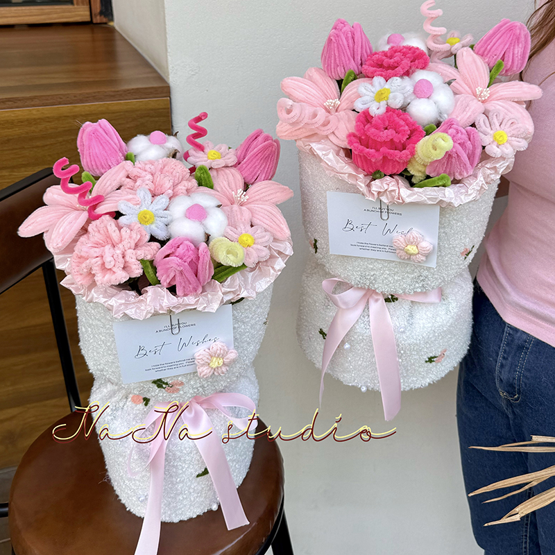 手工玫瑰郁金香扭扭棒花束成品生日礼物毕业生日送女生闺蜜朋友