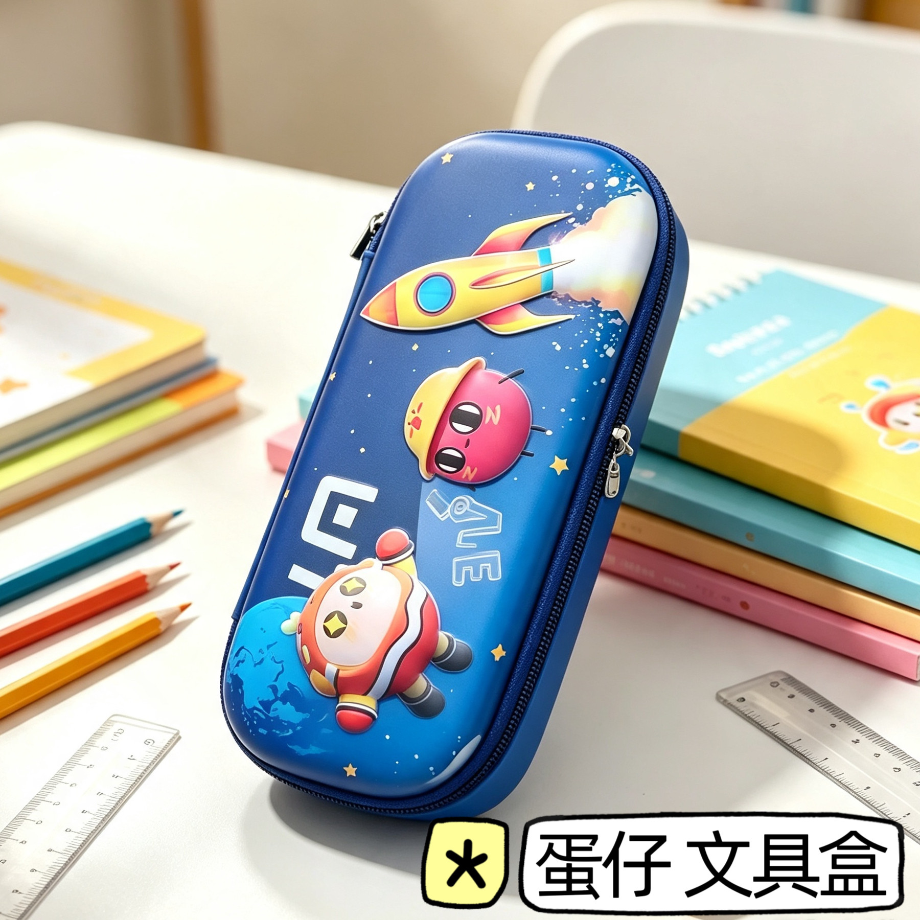 蛋仔派对文具盒pu皮面防水笔袋大容量卡通学生铅笔盒3D