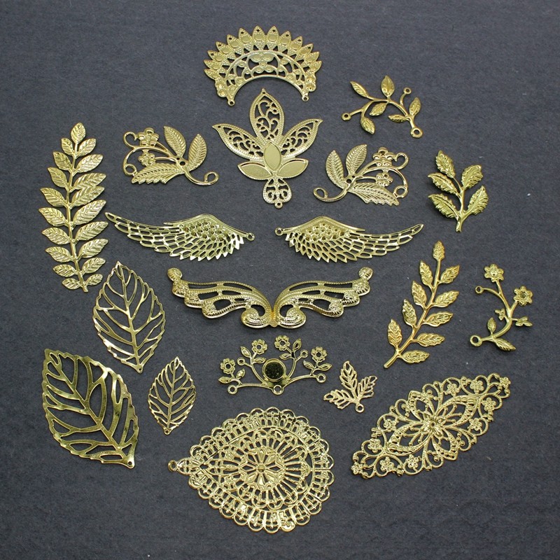 凤冠铁质diy手工金银色树叶树枝