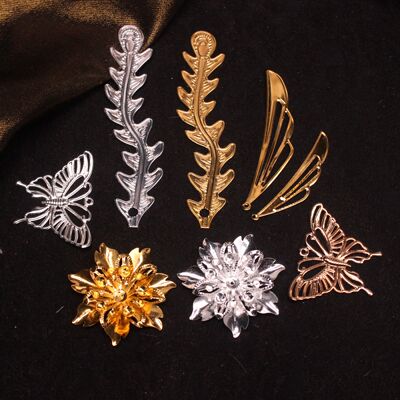 凤冠头饰材料金属凤尾蝴蝶花朵