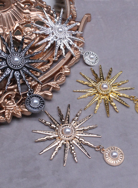 diy手工洛丽塔COS头饰loita饰品材料太阳神吊坠合金星星胸针配件