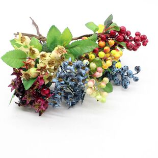 饰材料 diy森系新娘花环材料仿真泡沫浆果蓝莓果红色加州果帽子装