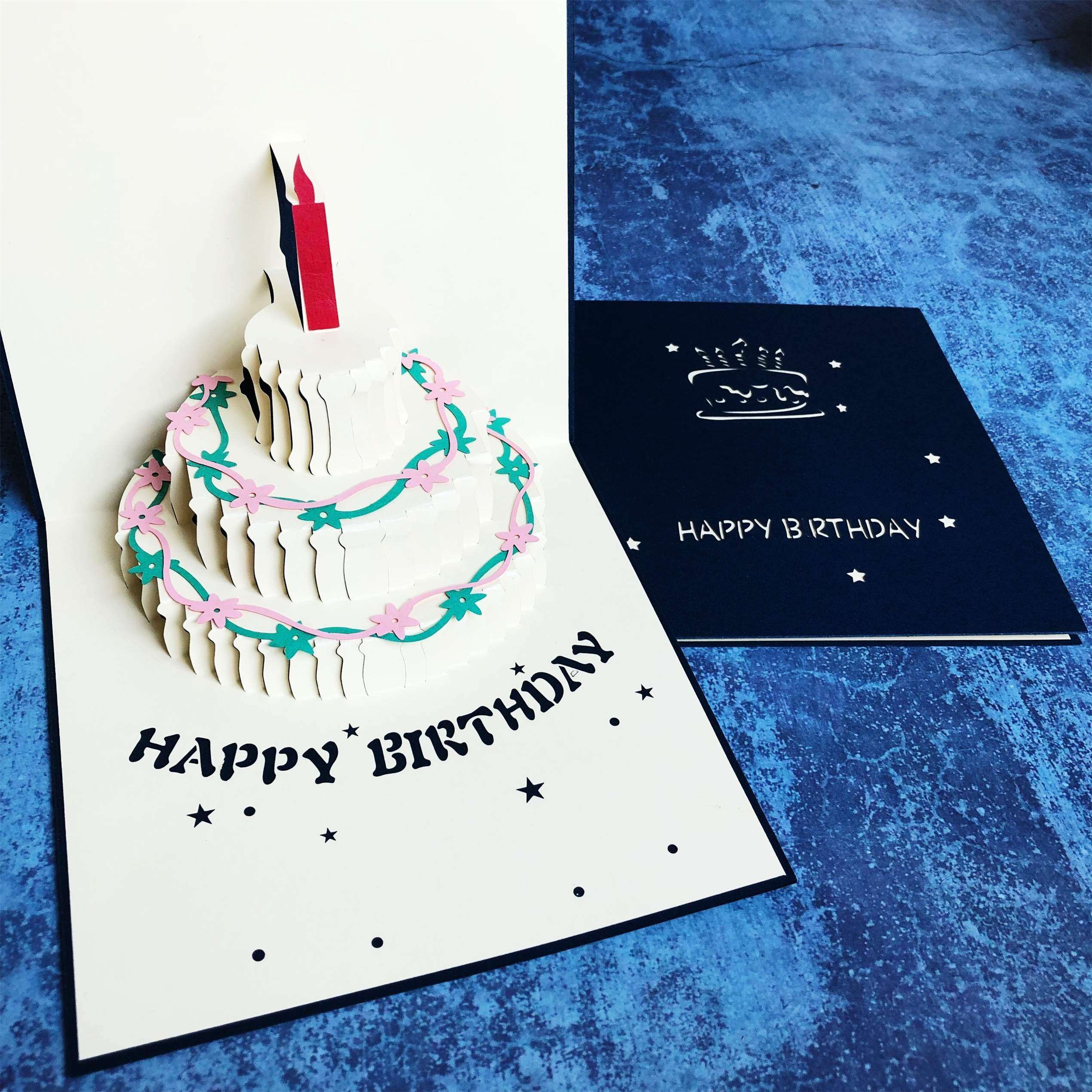 立体贺卡手写生日贺卡帮写情人节圣诞节3d玫瑰花创意贺卡帮手写