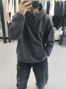 休闲连帽卫衣男装灰色拉链加厚长袖上衣帅气新款冬季潮流殴品体恤
