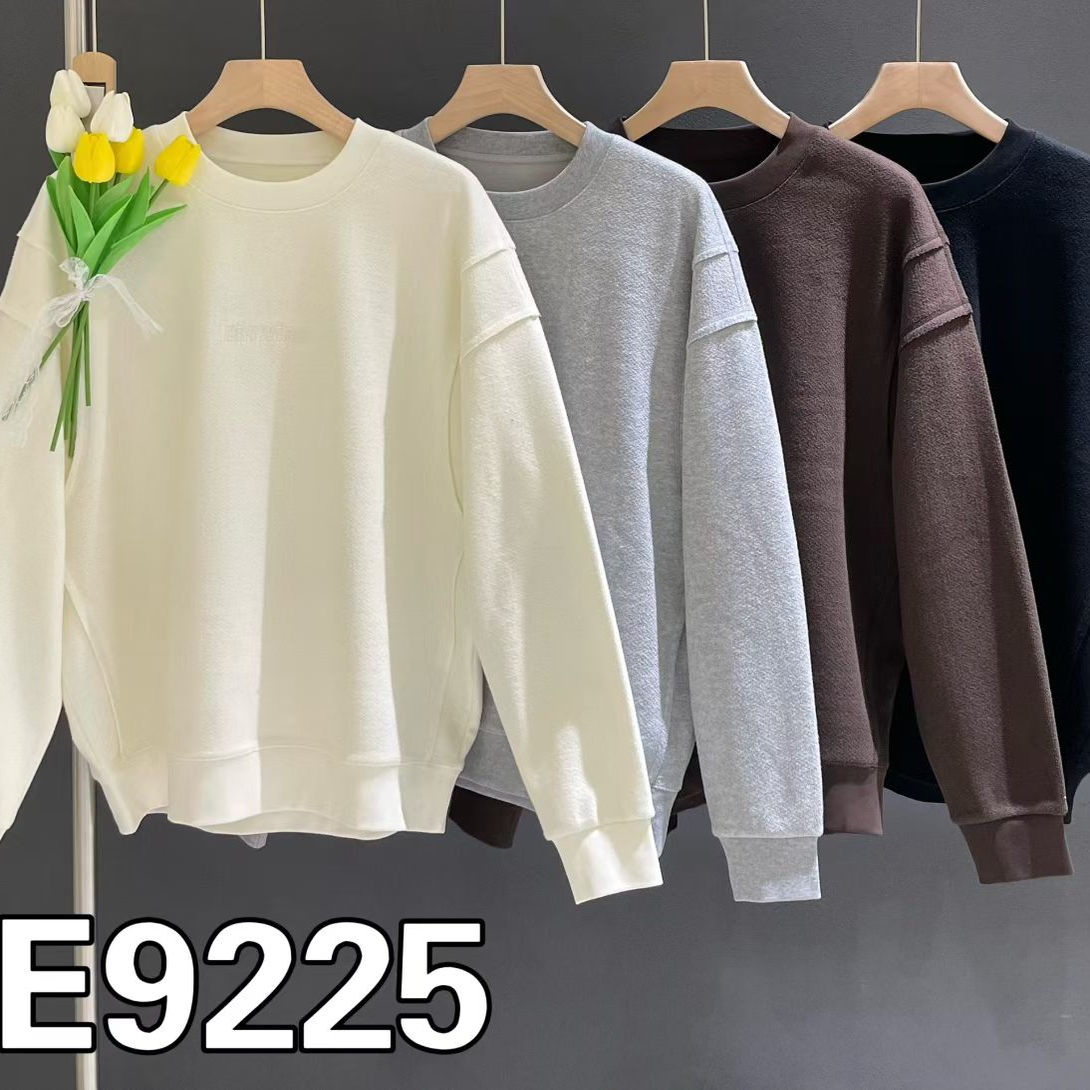 加绒加厚宽松纯棉美式圆领卫衣