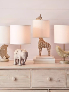 美式复古手工木雕可爱动物台灯温馨卧室床头灯公主房灯具法式乡村