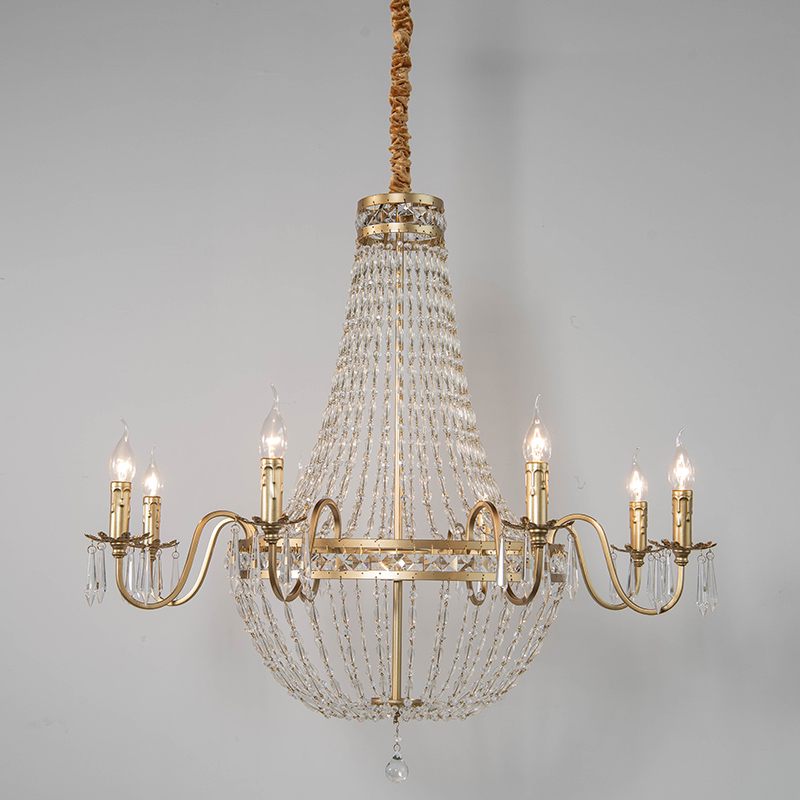 美式客厅吊灯卧室法式轻奢铁艺别墅创意个性后现代金色水晶餐厅灯