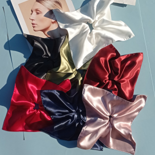 双层真丝22姆米风车发圈100%桑蚕丝赫本风方形发饰头饰赵露思同款