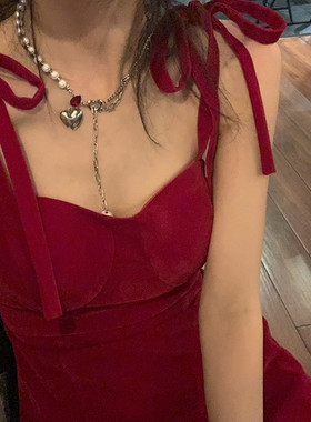 红宝石夏潮酷辣妹吊坠反光珍珠