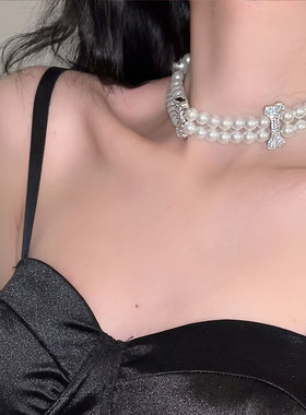 西太后满钻骨头珍珠项链