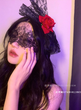 万圣节头饰红玫瑰装发饰蝴蝶