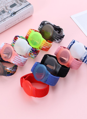 适用苹果AirTag定位器尼龙弹力编织儿童手表带AppleTag手环卡扣套