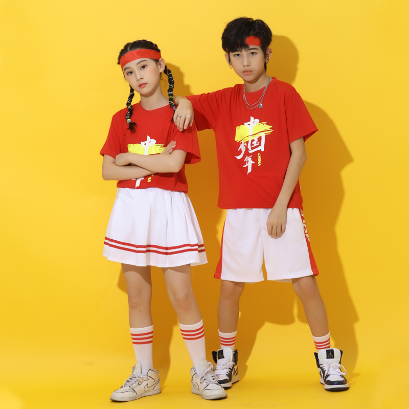 六一儿童啦啦队演出服夏季校服班服套装男女款中小学生大合唱服