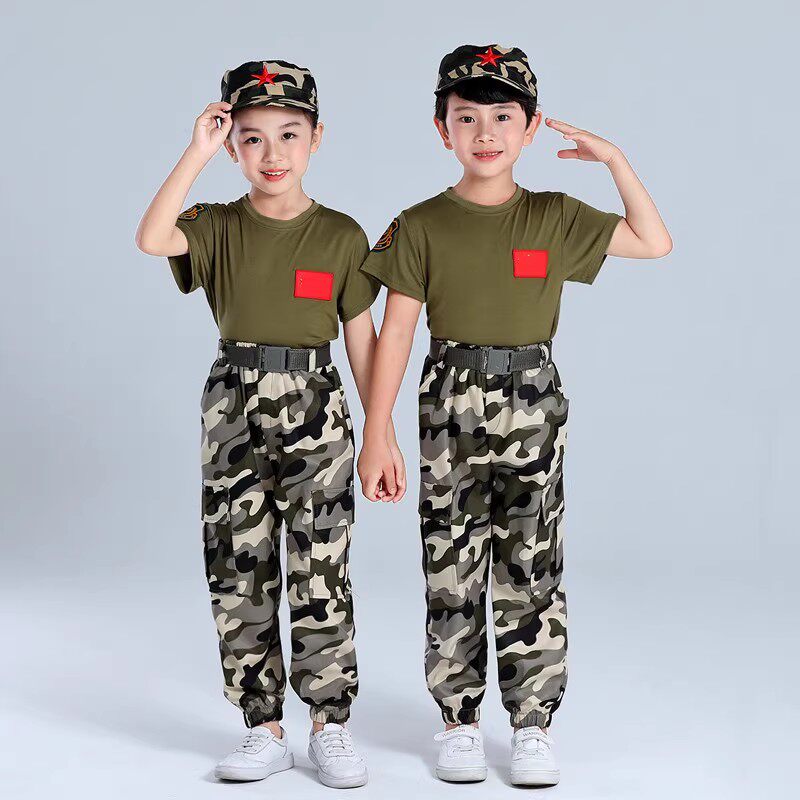 六一儿童军训迷彩小学生夏令营特种兵儿童演出服套装校服短袖童装