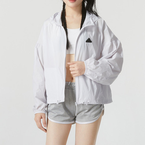 Adidas阿迪达斯女子夏季新款运动休闲简约连帽防风夹克外套IM8835