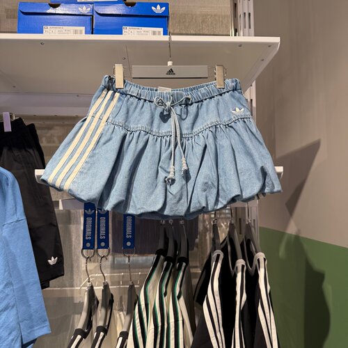 Adidas阿迪达斯三叶草26夏款女新中式花苞裙牛仔短裙蓬蓬裙KY5751
