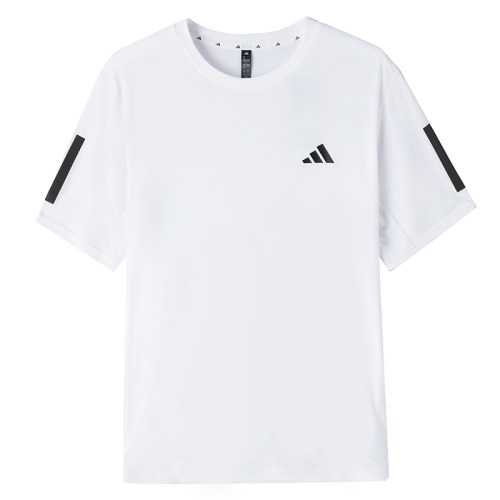 Adidas阿迪达斯男子三条纹健身速干圆领运动休闲短袖T恤KU8727