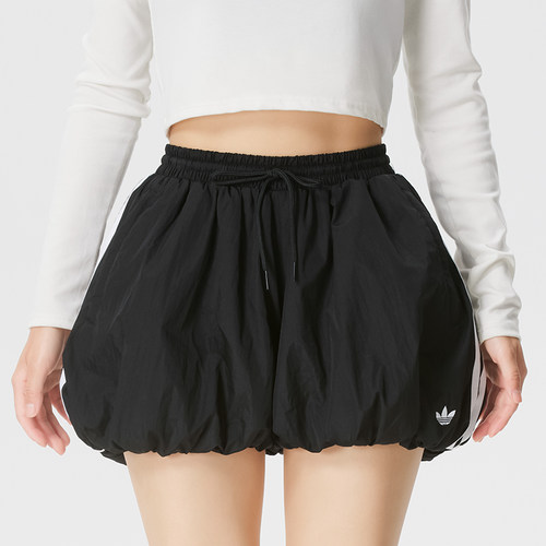 Adidas三叶草女裤 时尚舒百搭适条纹透气灯笼休闲运动短裤 KY5067