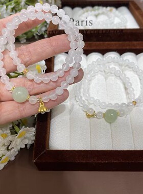 玉阅珠宝天然金丝玉东陵双圈手链