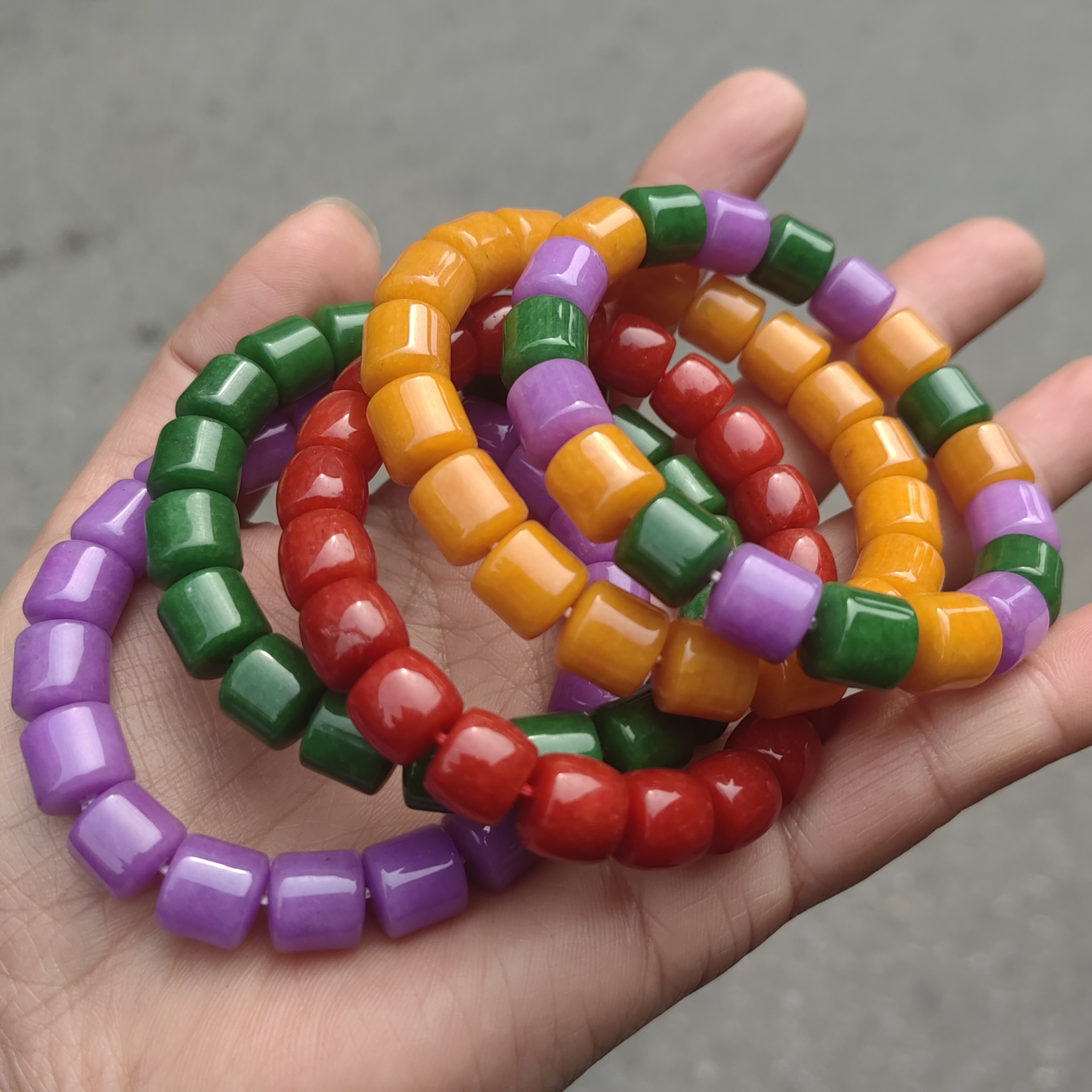 精致石英岩手串新中式男女款手工编织多彩串珠手链简约饰品礼物