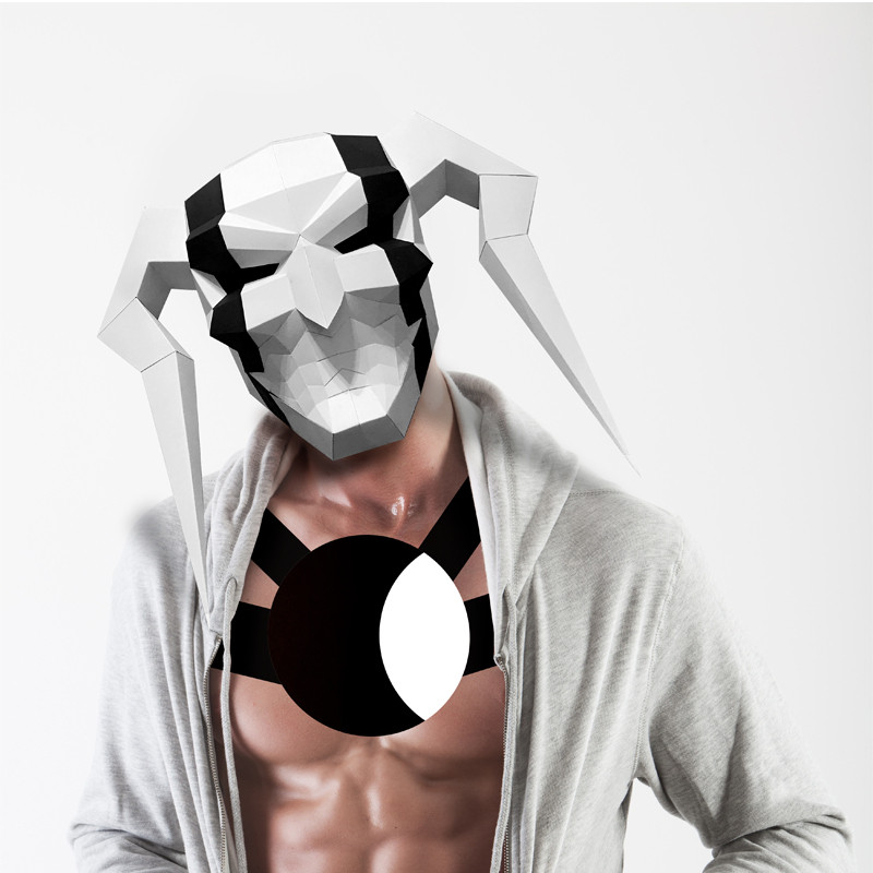 死神cos牛头虚化白一护可带头套 牛角骷髅面具万圣节派对舞会用品